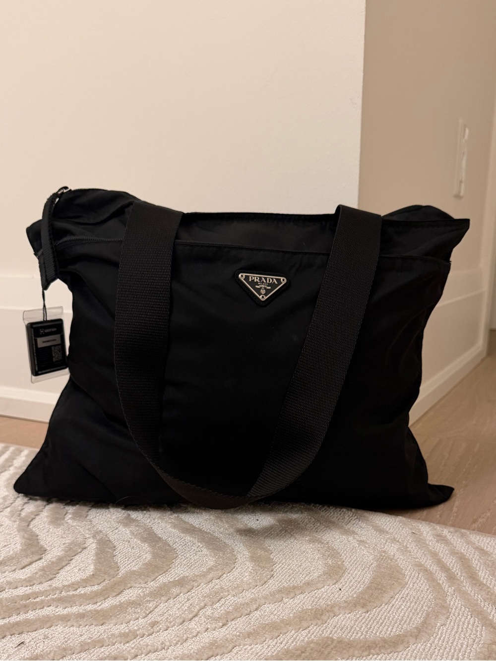 Prada Black Nylon Tote with Triangle Logo